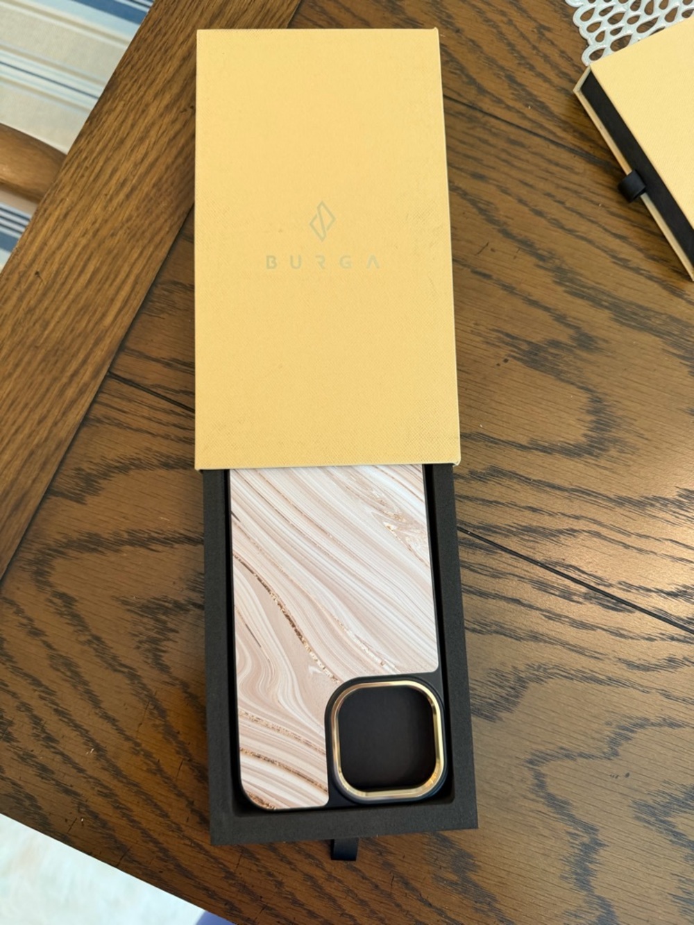 Burga Pink Marble Phone Case with Gold Camera Trim